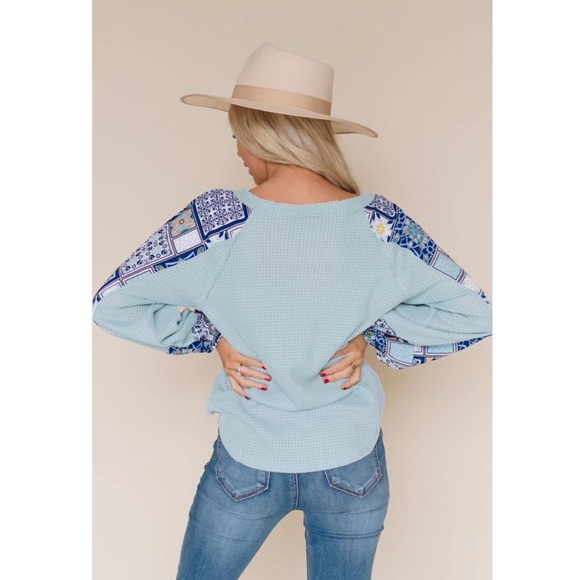 Mod Sky Shake It Up Thermal Long Sleeved Top Blue - Picture 2 of 3